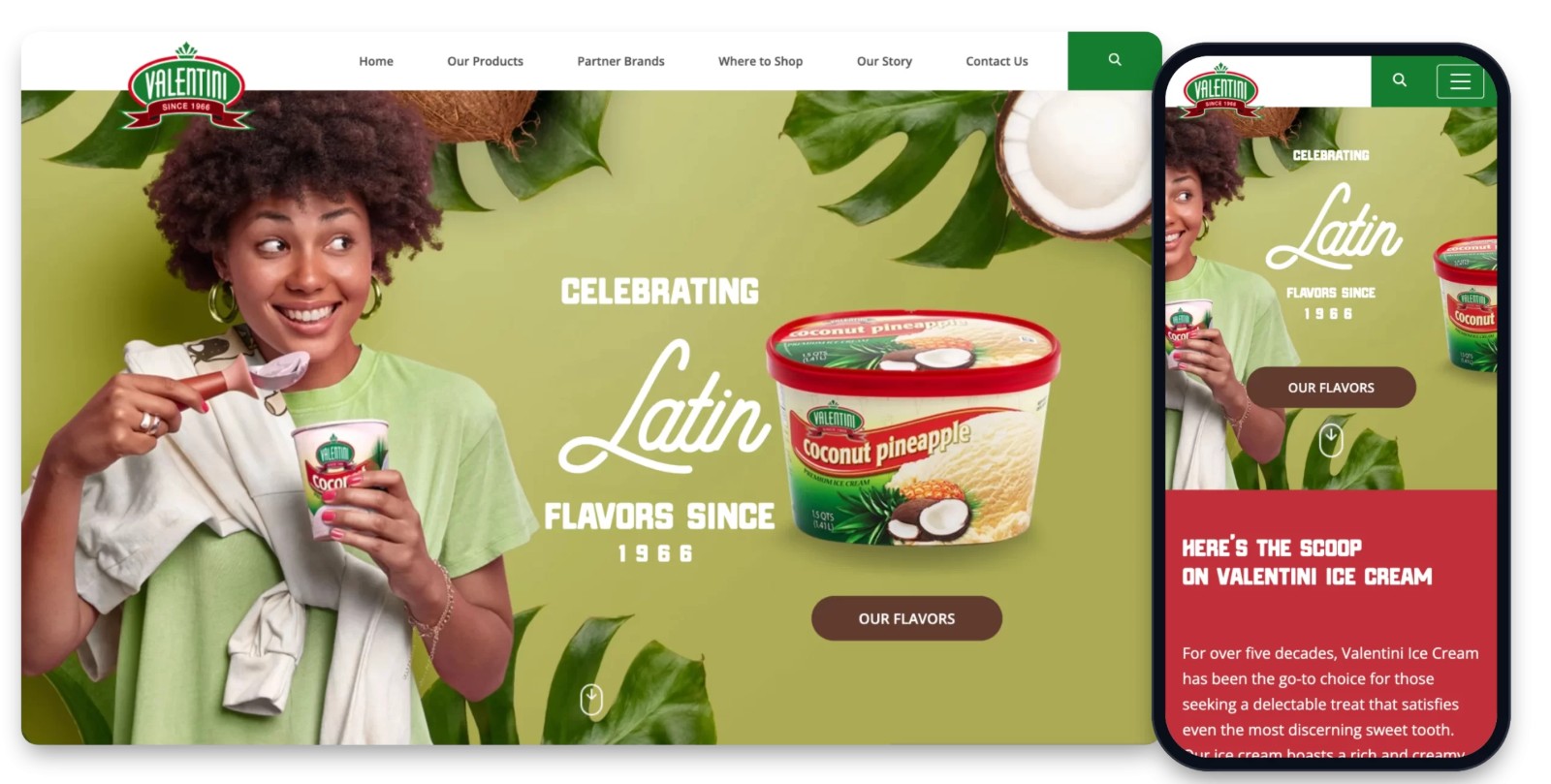Site web et emballages de glaces Valentini