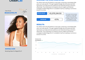 CreatikLab Projet - Campagne Google Ads et SEO générant une croissance de 60 %