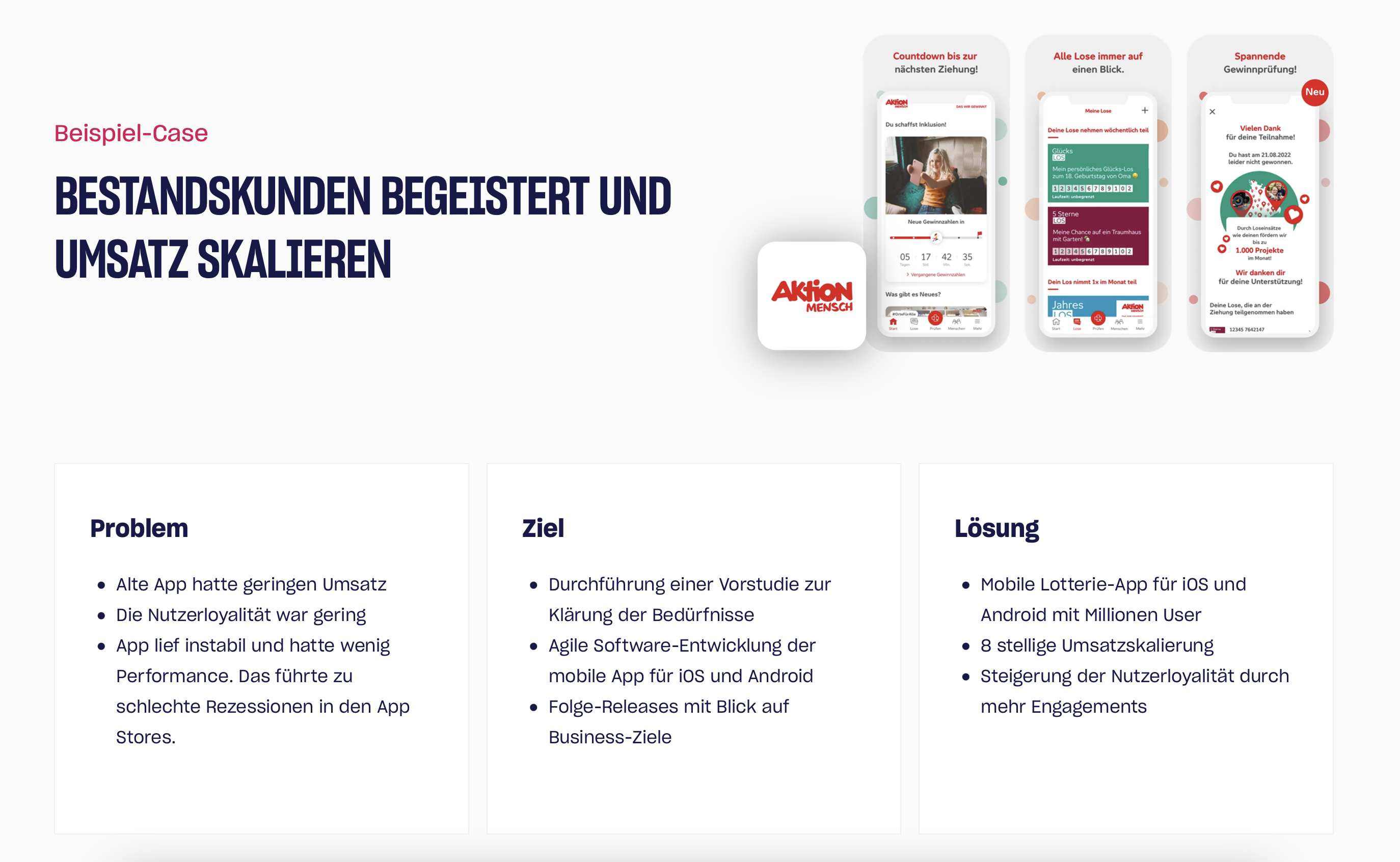 NanoGiants GmbH Projet - Action Mensch - application de loterie