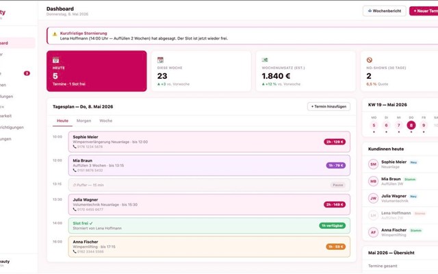 Ventas Webdesign CLG Projet - SK-Beauty, Système de réservation en ligne sur mesure