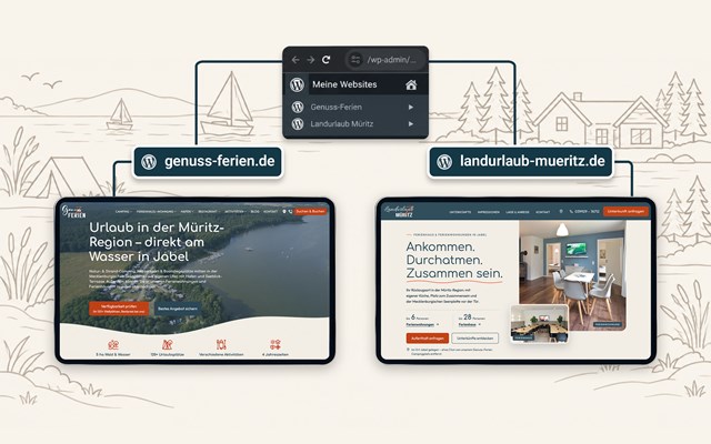 4eck Media | Webdesign & SEO/GEO Projet - Site WordPress multisite multilingue pour un camping et des locations de vacances au bord de la Müritz