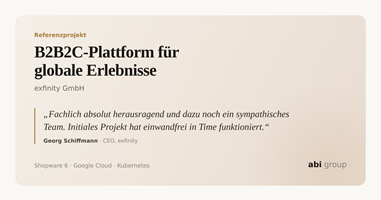 abi group GmbH Projet - Plateforme B2B2C pour des expériences mondiales sur Shopware 6