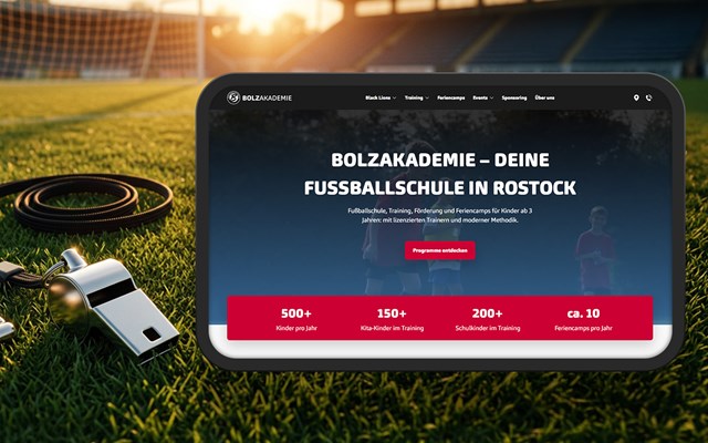 4eck Media | Webdesign & SEO/GEO Projet - Refonte de l’identité de marque avec réservation en ligne pour l’école de football Bolzakademie Rostock
