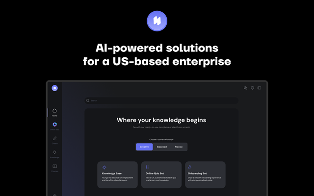 Uniridge Projet - https://uniridge.co/cases/ai-powered-solutions-forenterprises-internalcommunication-and-training/