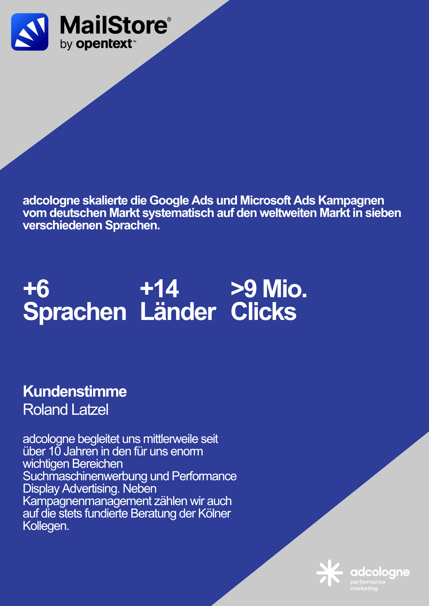 adcologne GmbH Projet - Mise à l’échelle des campagnes : Mailstore et Google Ads