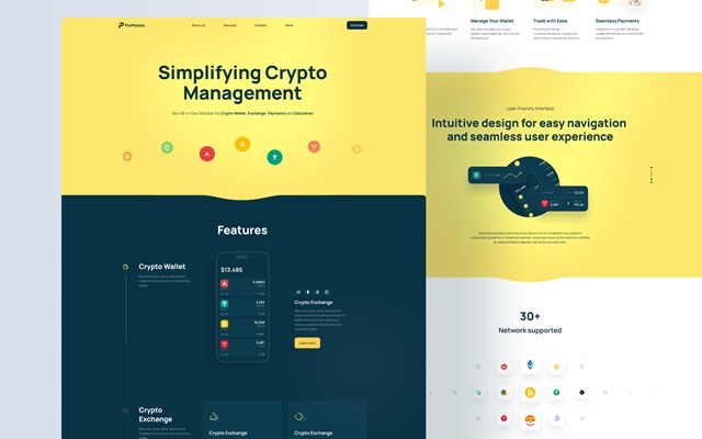 Createx Studio Projet - Conception de page d’accueil pour une startup de wallet crypto
