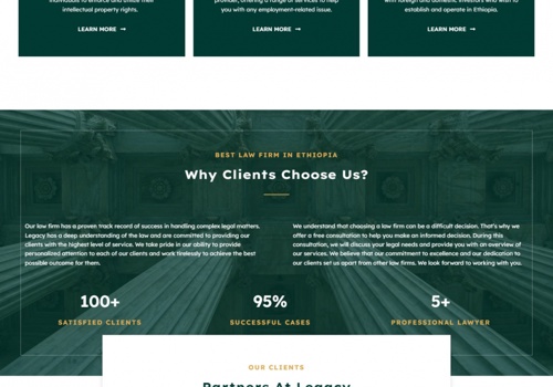 Creative Web Ethiopia Projet - Développement de site web pour Legacy Law Firm LLP