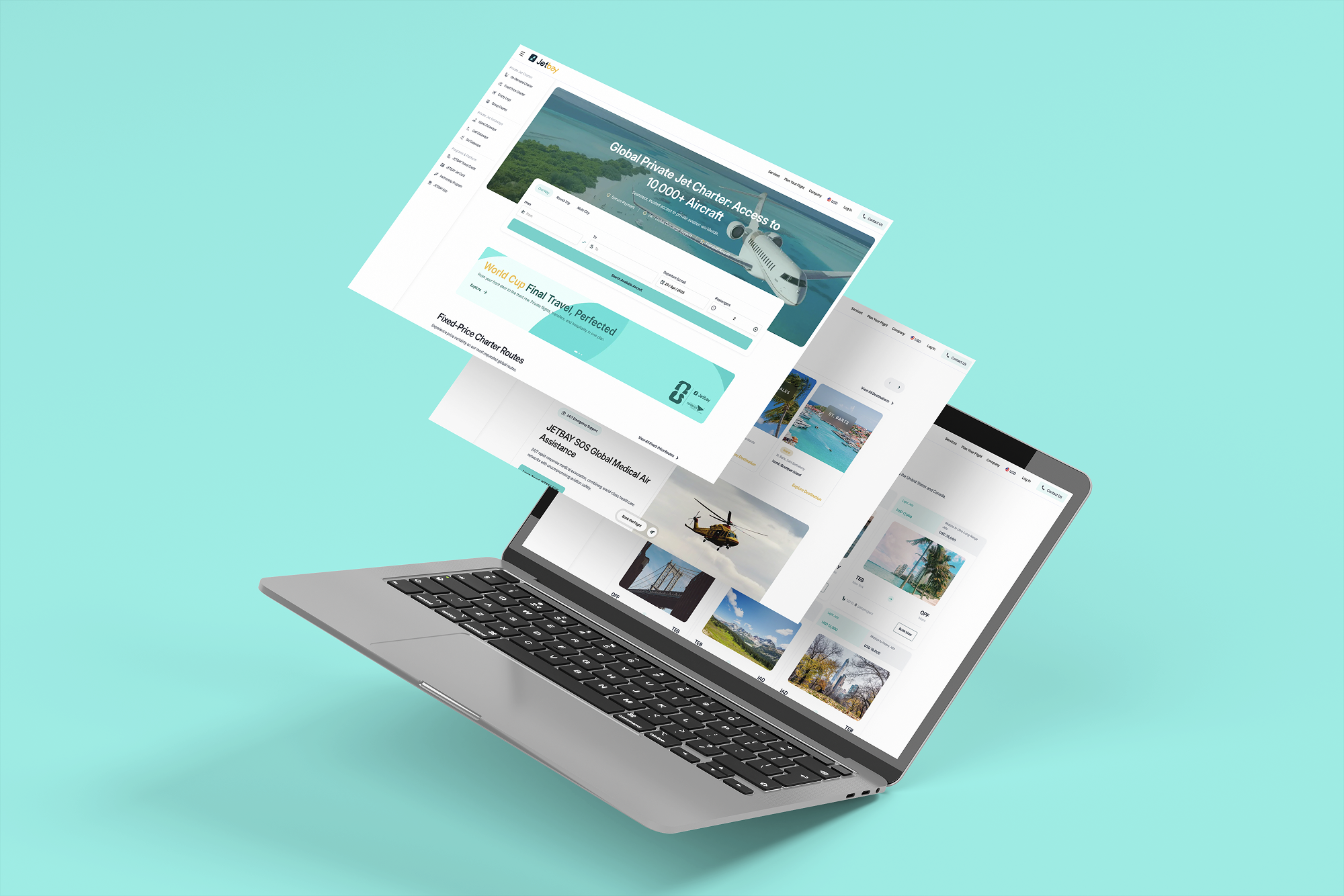 TouchZen Media Projet - Plateforme de location de jets privés Jetbay
