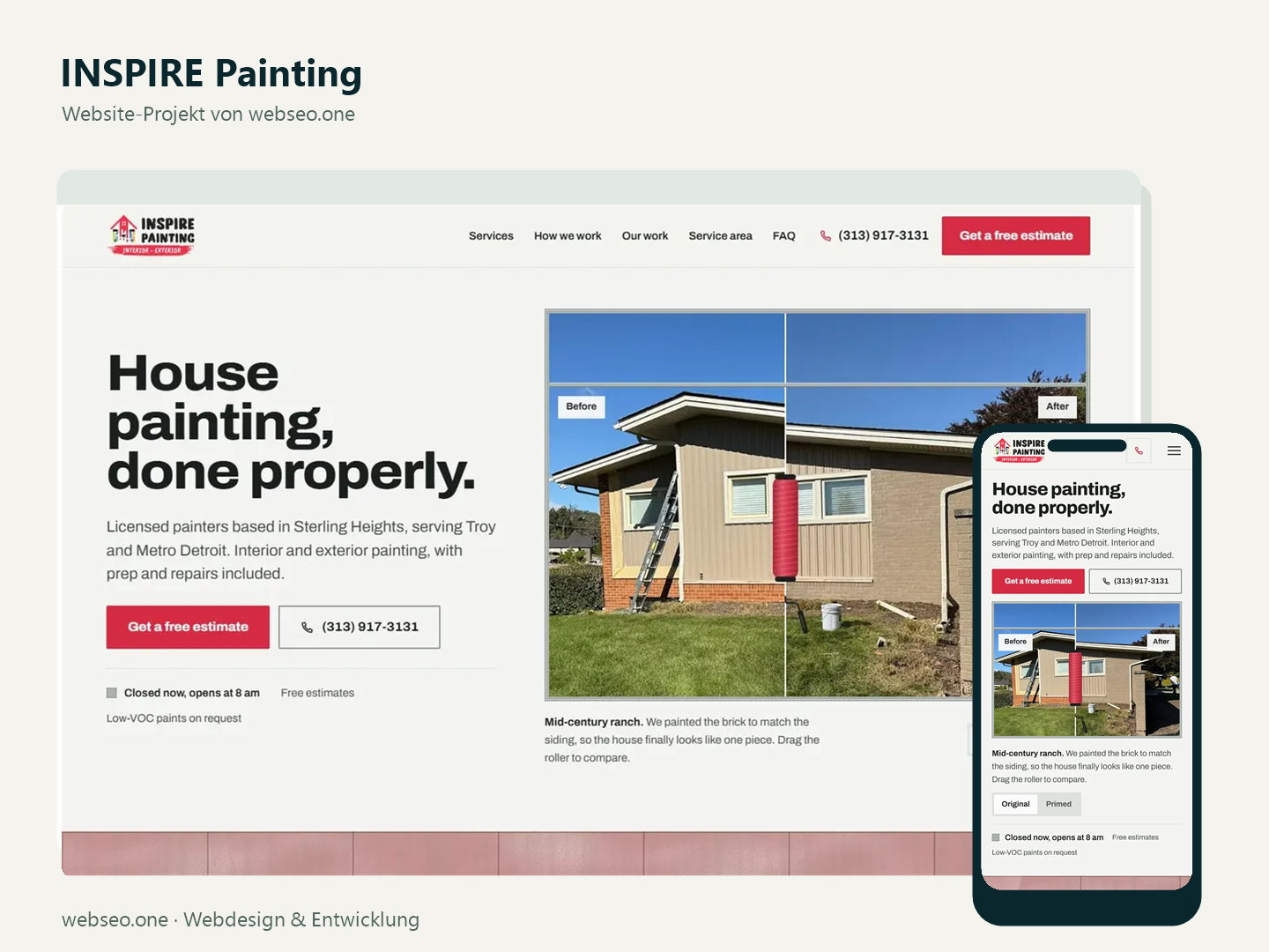 webseo.one Projet - INSPIRE Painting, Site web destiné au marché américain