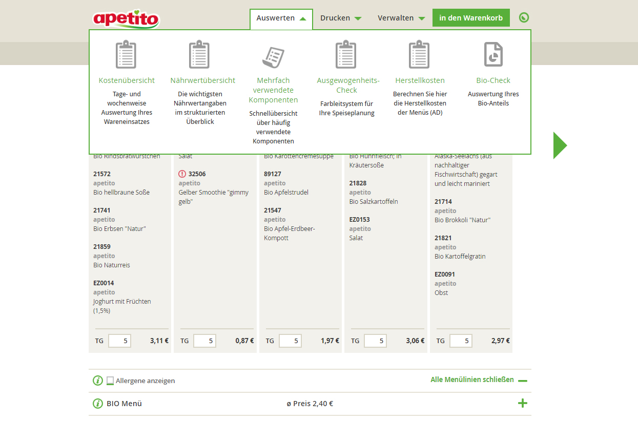 lise GmbH Projet - Portail web B2B pour la planification numérique de la restauration