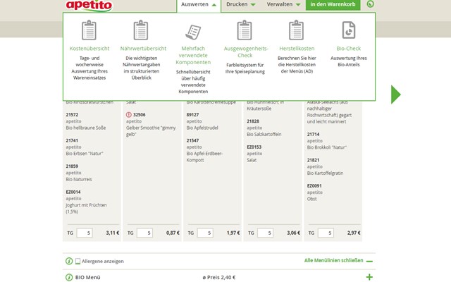 lise GmbH Projet - Portail web B2B pour la planification numérique de la restauration