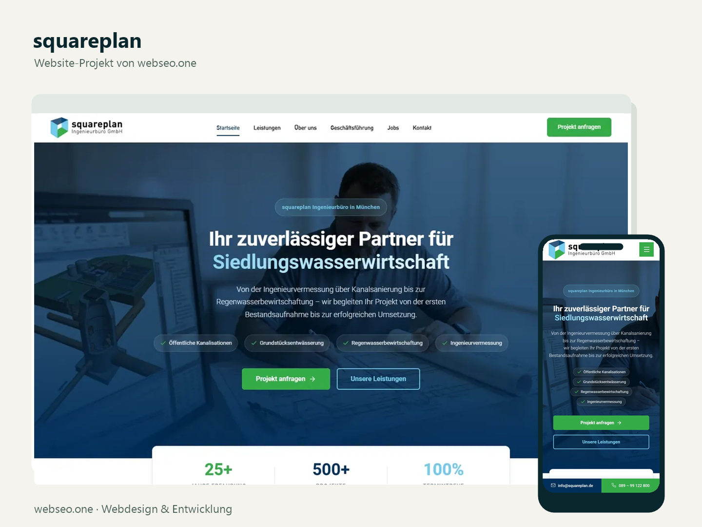 webseo.one Projet - squareplan, Création de sites web pour un bureau d’études techniques